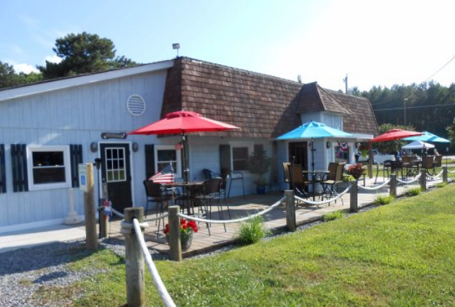 Side view of The Galley Restaurant outdoor seating